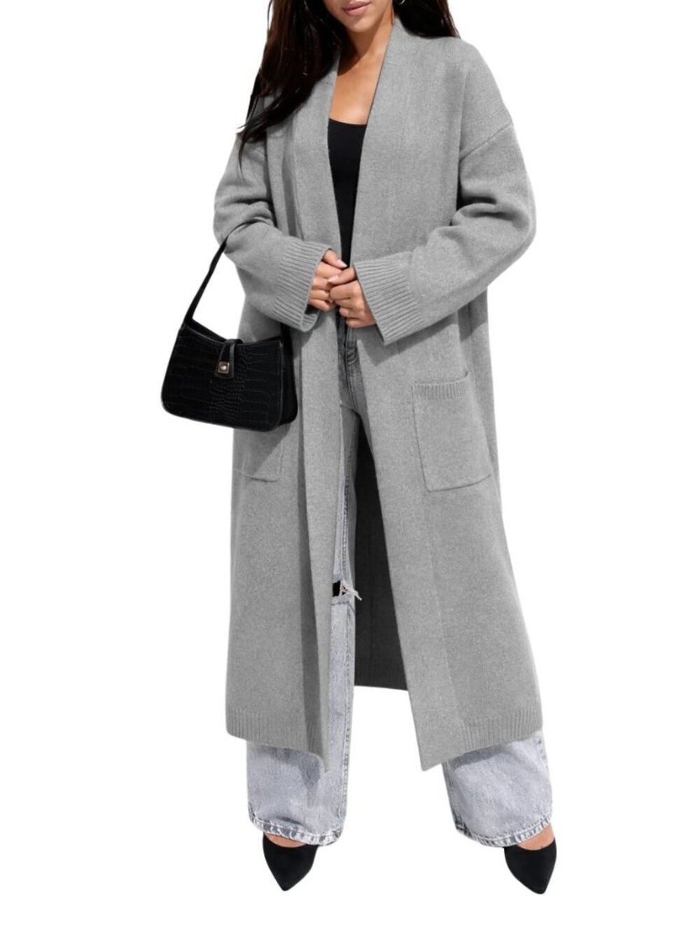 Womens Extra Long Cardigan Sweaters Oversized Chunky Knit Open Front Long Sleeve